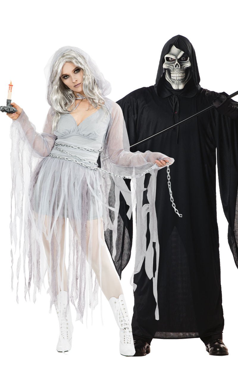 Haunting Spirit & Grim Reaper Couples Costume - Joke.co.uk